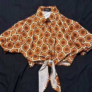 NWT Cider Crop Top with Tie Front